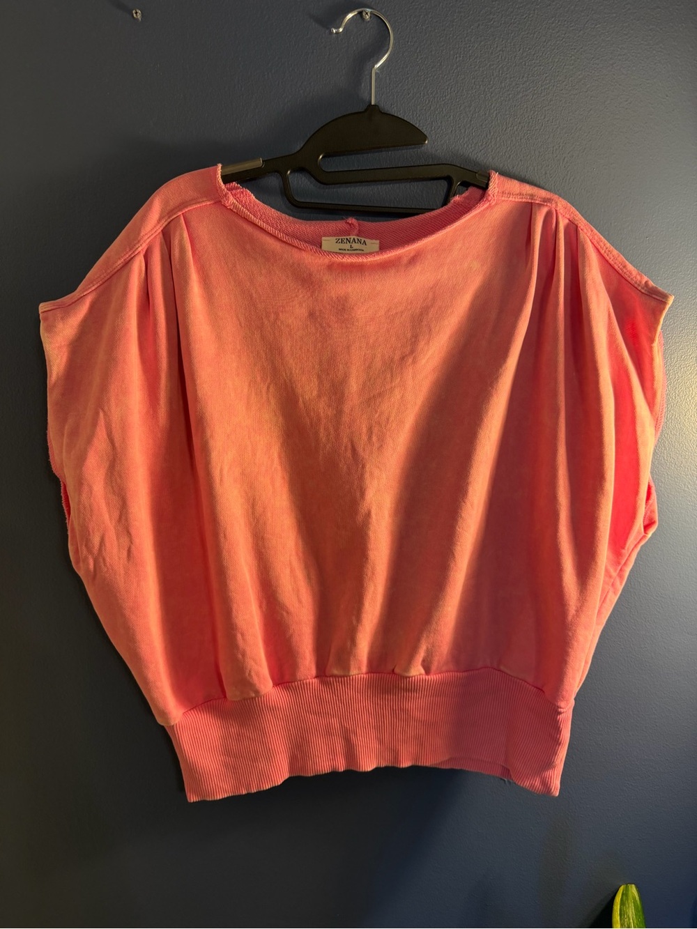 Zenana Coral Pink Short sleeve Sweatshirt size Large